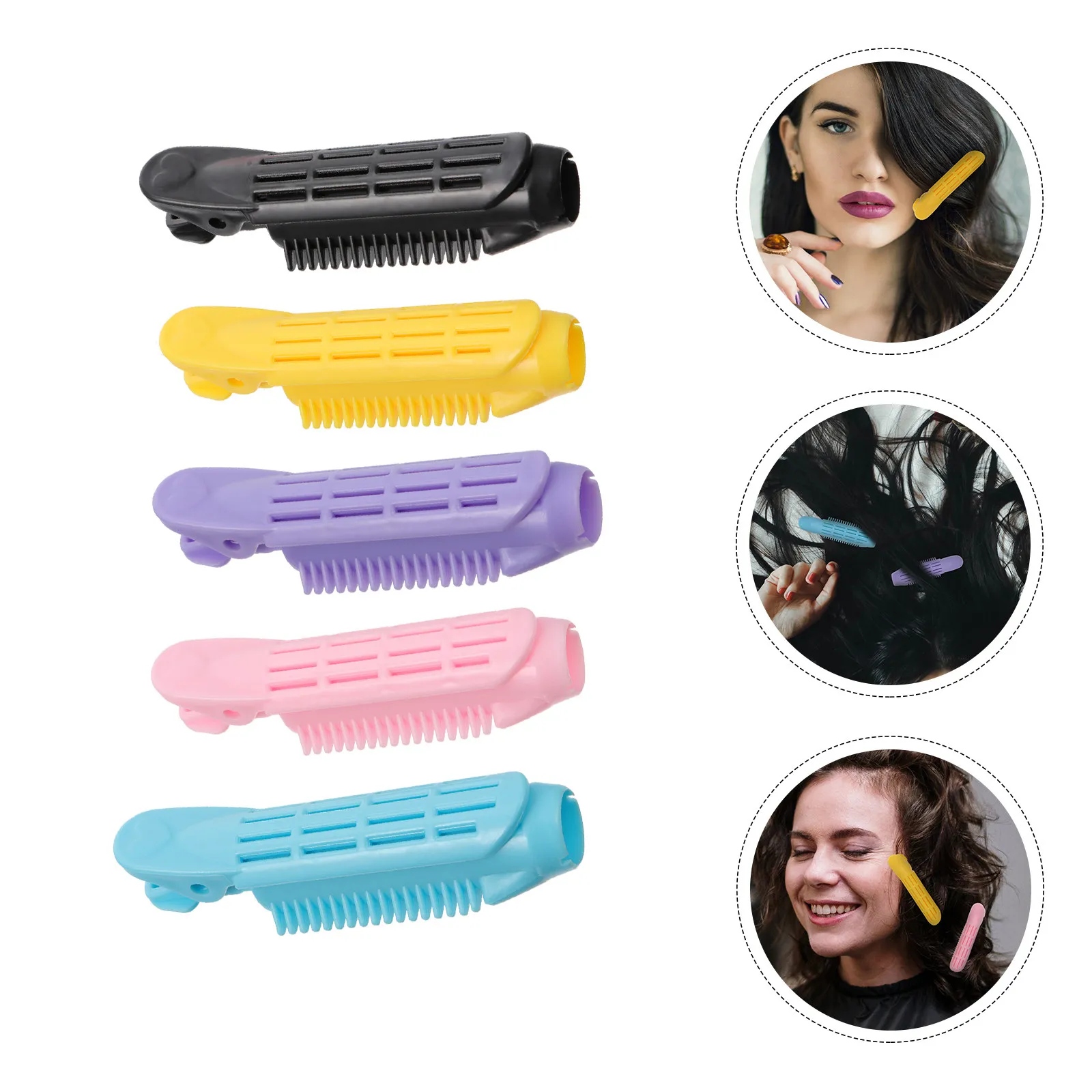 5Pcs Plastic Hair Rollers Set for Daily Use Firm Grip No Damage DIY Hair Curling Tool Big Wave Clip Hairdressing Tool