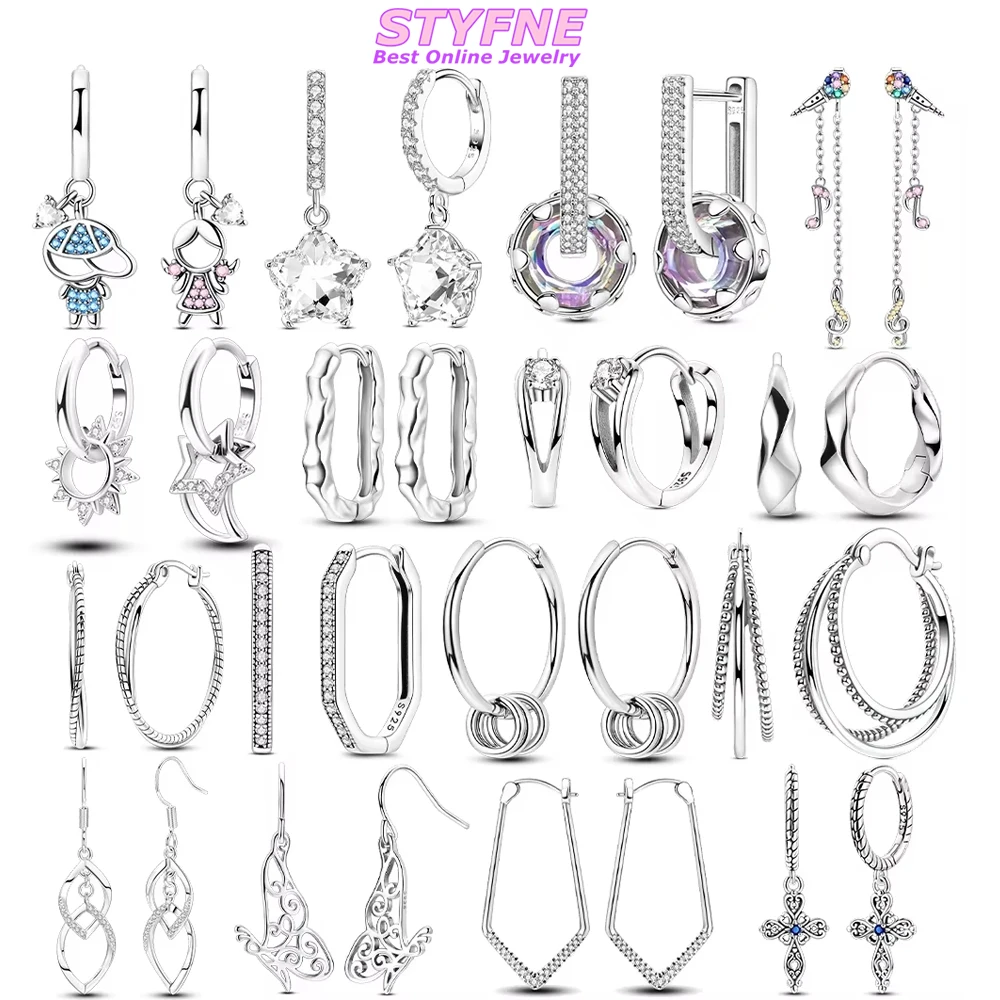 

Elegant Earrings 925 Silver Elegant Geometric Line Stars Moon Symbol Earrings for Women Engagement Birthday Fine Jewelry Gift
