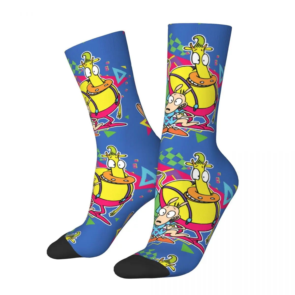 Hip Hop Retro Cartoon Crazy Men's Compression Socks Unisex Rockos Modern Life Harajuku Pattern Printed Funny Happy Crew Sock