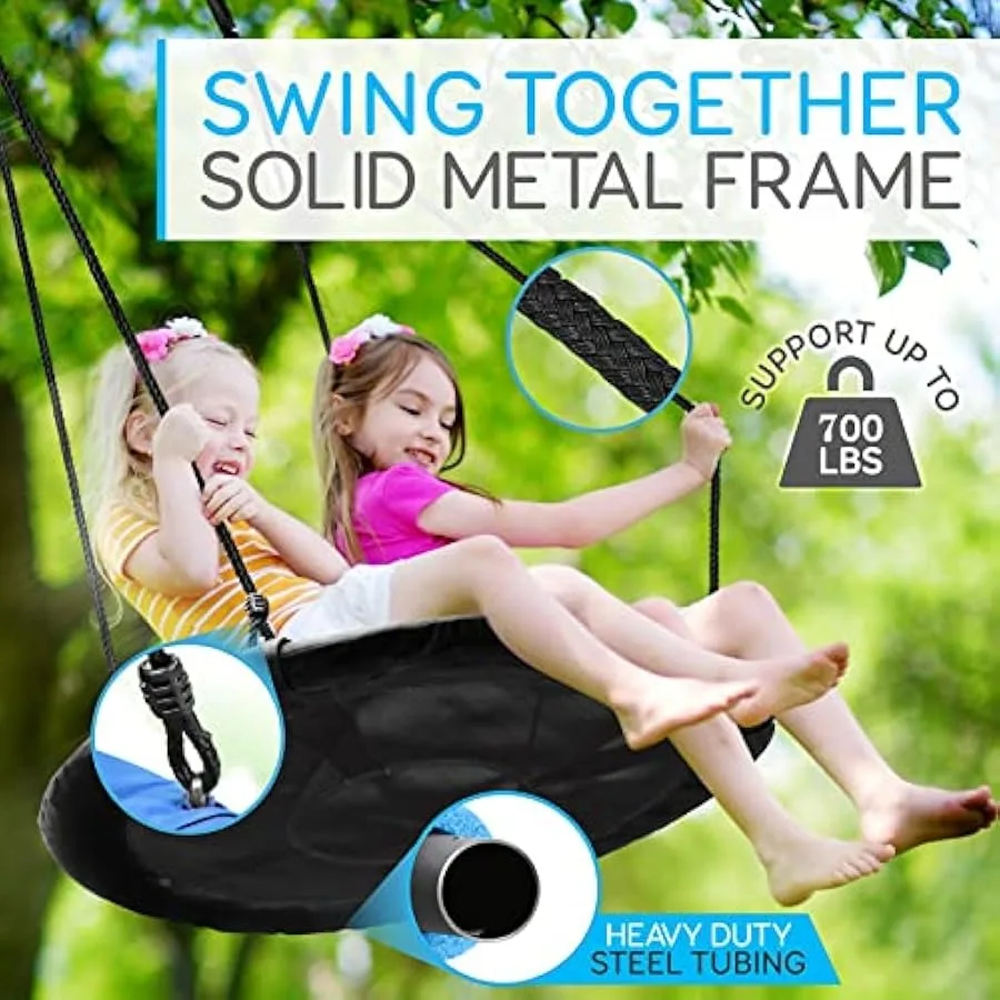 Saucer Swing with Hang Kit Outdoor Tree Swing with Swivel Spinner for Black