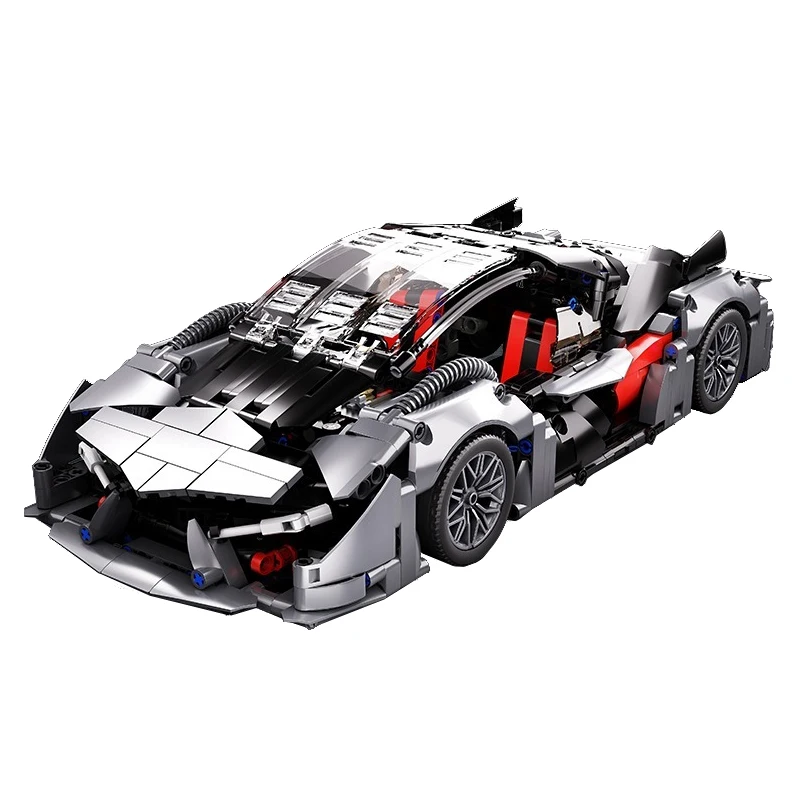 

Silver Super Car Building Model Classic Racing Blocks Creative Technical MOC Assembly Bricks Gift Adults Kids