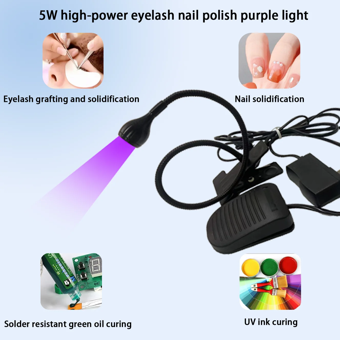 Imagem -01 - Prego Secagem Rápida Cura Cílios Luz Cílios de Vidro Impressão Óleo uv Tela de Tinta 5w prego secagem rapida cura cilios luz cilios de vidro impressao oleo uv tela de tinta 5w 01