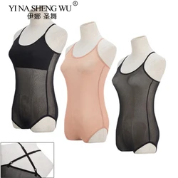 Belly Dance Bottom Tank Top Adult Bodycon Gauze Latin Dance Ballet Inner Layup Top With Hanging Strap Mesh Waist Body Cover