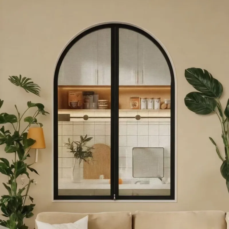 Arched mosquito net, window screen, door curtain, zipper, black and white fly eye invisible fiberglass mesh for mosquito control