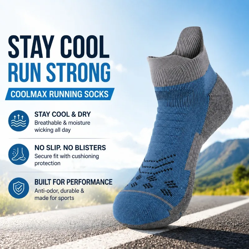 

Terry Bottom Compression Sports Socks Antibacterial Breathable Non-slip Short Ankle Design Sweat Wicking Running Hosiery Ideal