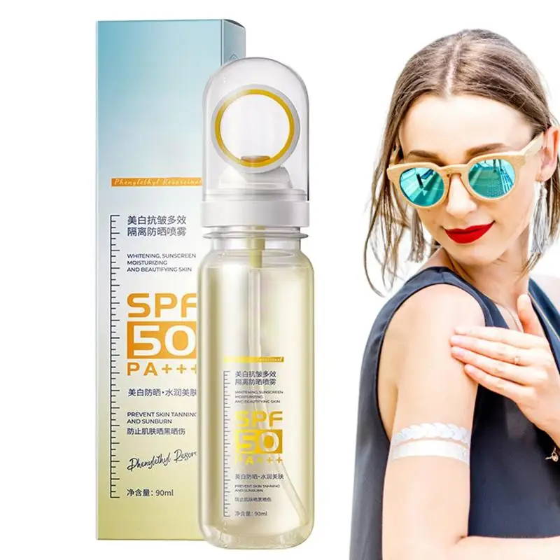 

Новый солнцезащитный спрей 90 мл, антивозрастной, против морщин, увлажняющий, отбеливающий, солнцезащитный спрей для лица, тела, шеи, уход за кожей SPF50