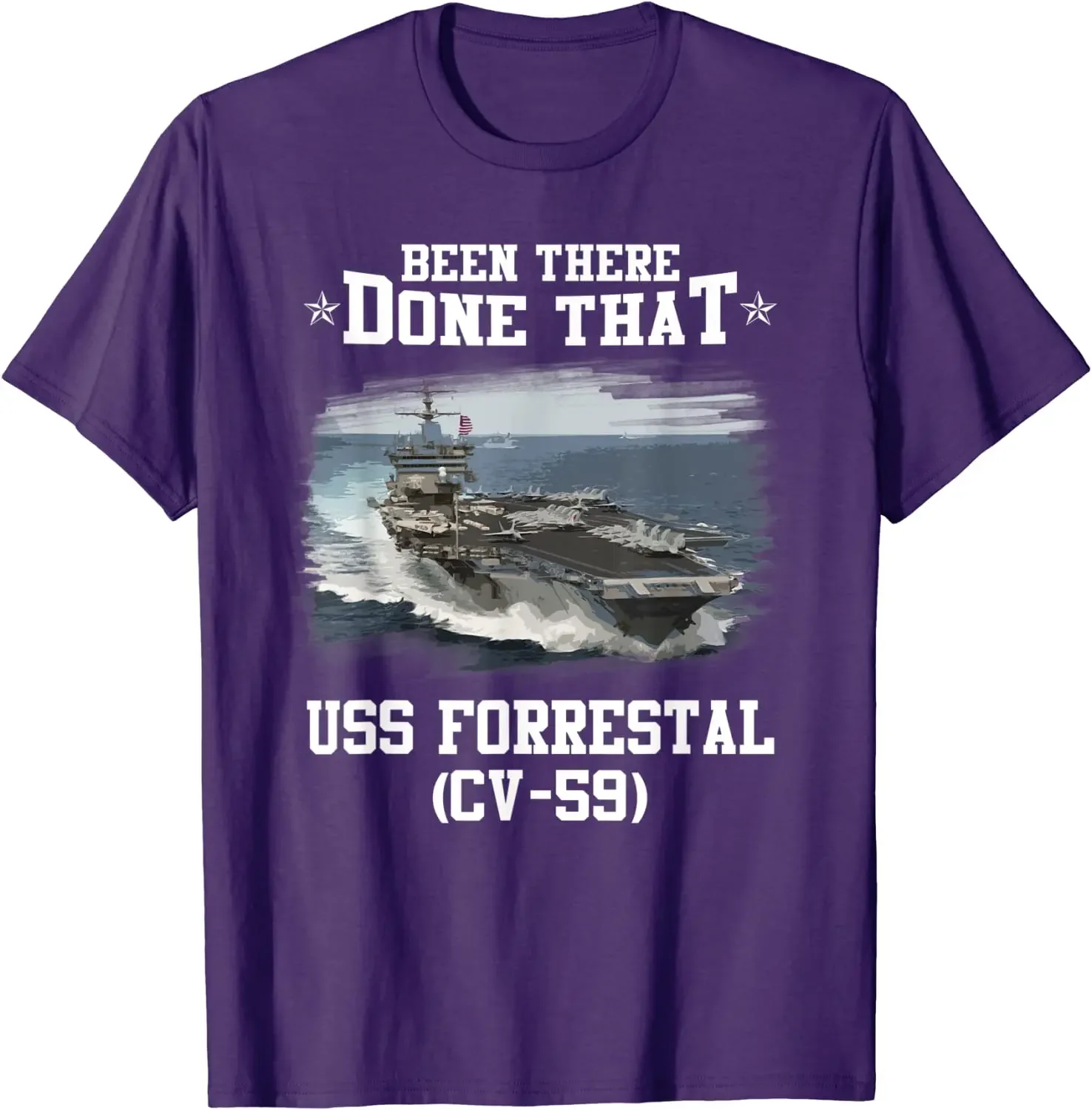 USS Forrestal CV-59 aircraft carrier Veterans Day T-Shirt 100% Cotton O-Neck Short Sleeve Summer Casual Mens T-shirt Streetwear