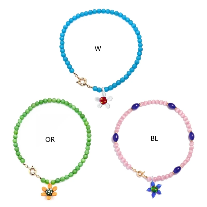 

Niche Retro Color Beaded Necklace Bohemian Acrylic Necklace for Girls