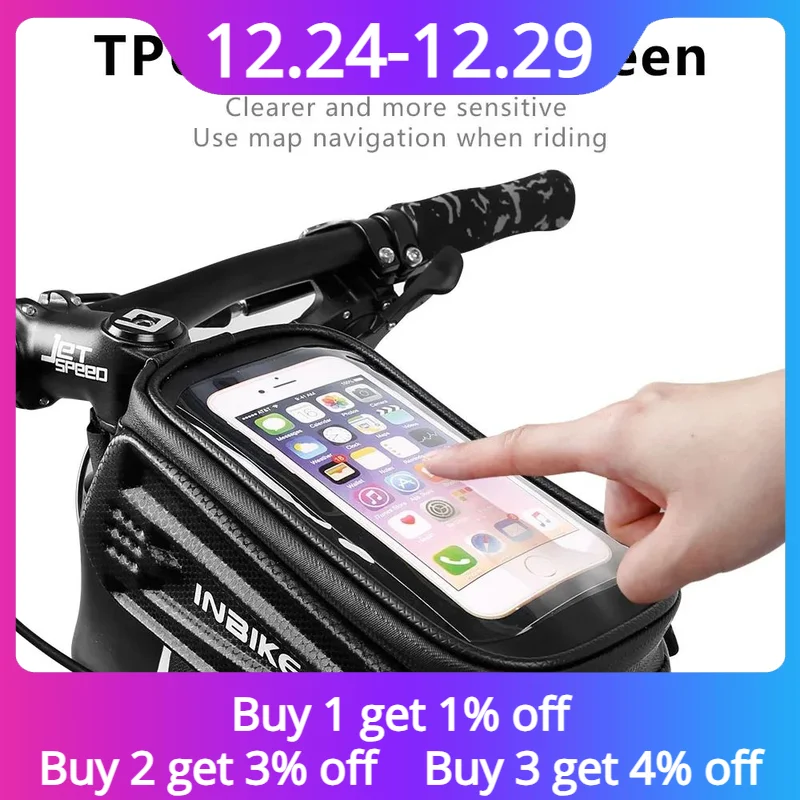 INBIKE Bike Accessories Hard Shell Bike Bag Beam Package TPU Sensitive Touch Screen Bicycle Bag Mountain Road Riding Equipment