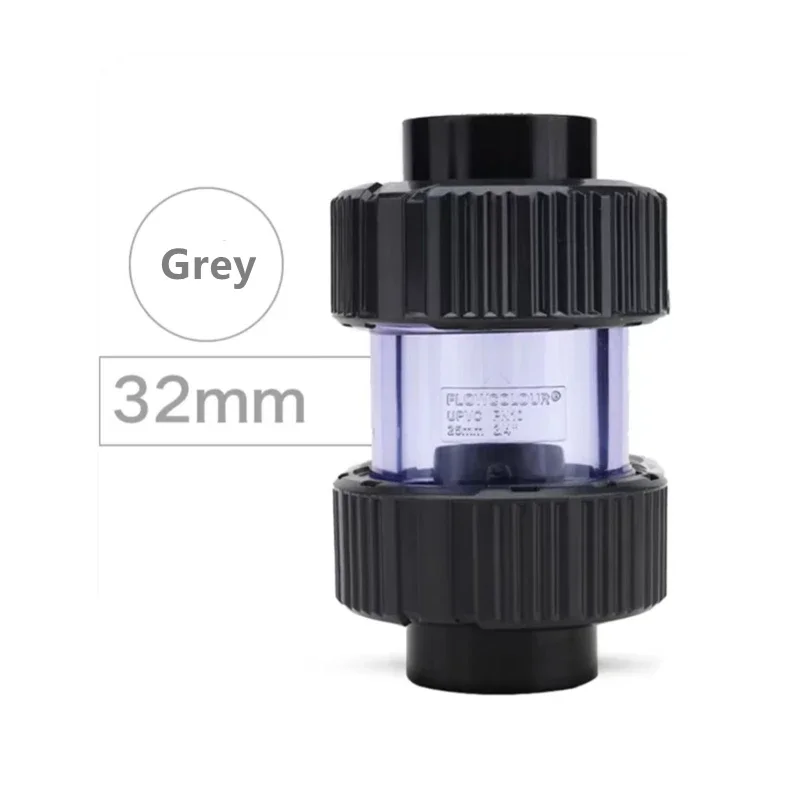 25mm 32mm Transparent Check Valve PVC One Way Non Return Valve Pipe Fitting Water Connector for Garden Irrigation Aquarium