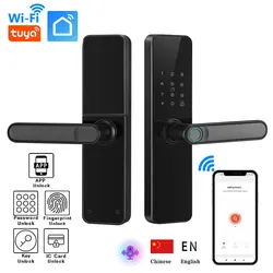 PHIPULO Smart Door Lock With WIFI Tuya APP Digital Electronic Lock Smart Home Wooden Door Lock Biometric Fingerprin