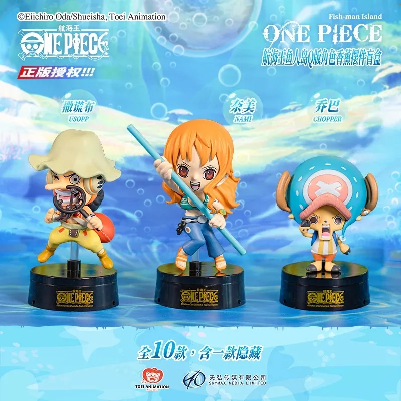 Original One Piece Fish Man Island Series Blind Box Iconic Characters Luffy Zoro Nami Chopper Robin Q Version Fragrant Ornaments