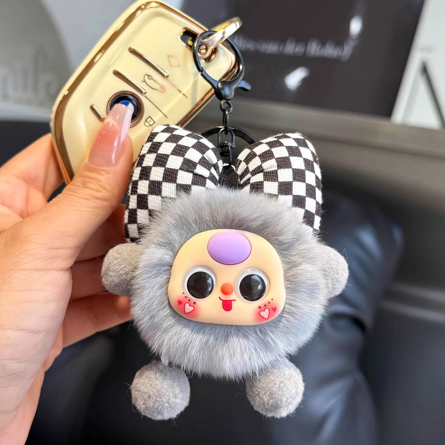 Faux Nertsen Boog Kolenwagen Sleutelhanger Hanger Prachtige Knuffel Cartoon Karakter Rugzak Accessoire