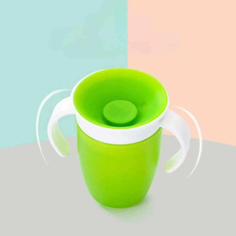 

Baby Water Cups 360 Degrees Rotated Baby Learning Drinking Cup with Double Handle Flip Lid Leakproof Infants Water Cups Bottle