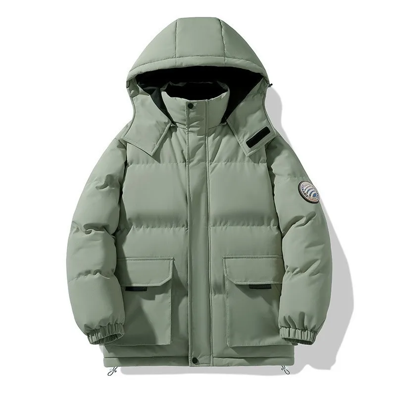 Men's Winter Thickened Fleece Cotton-Padded Jacket Outdoor Sports Hooded Mountaineering Workwear Warm Couple's Coat