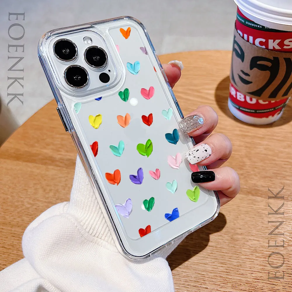 Heart Graphic Soft Silicone Phone Case For iPhone 14 13 15 16 Pro Max 12 11 X XR XS 7 8 16 Plus SE 2022 Transparent Bumper Cover