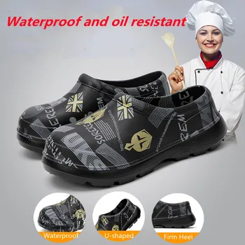 STRONGSHEN Heren Chef Schoenen Dames Antislip Waterdicht Oliebestendig Graffiti Keukenschoenen Werkschoenen Chef Master Restaurant Sandalen