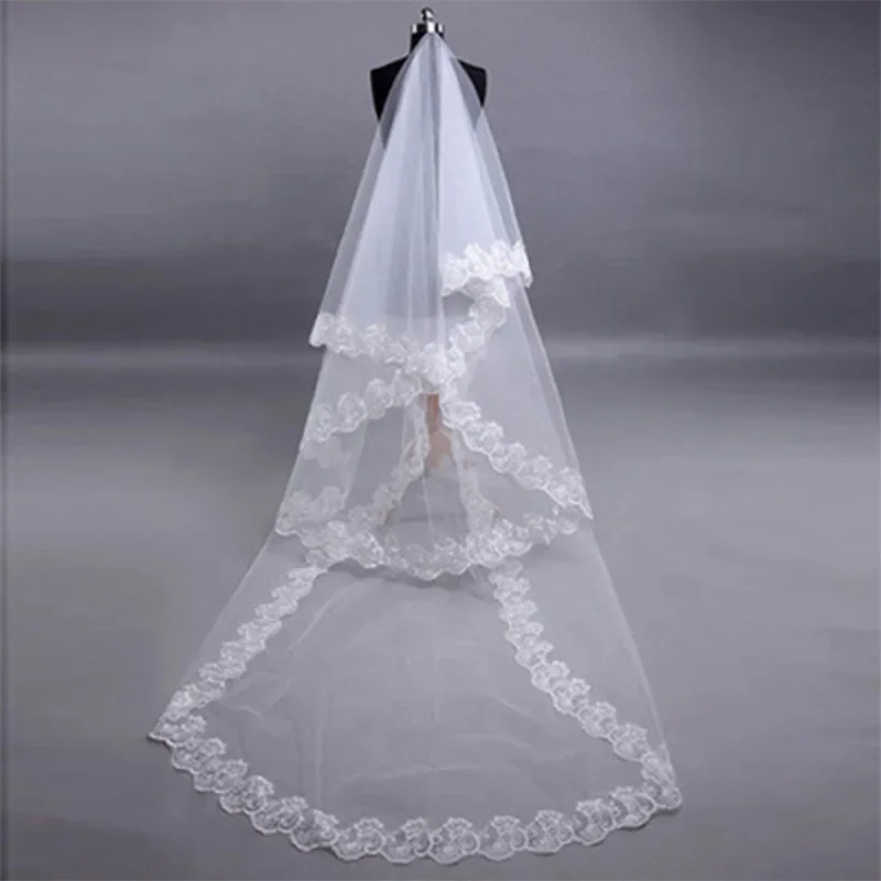 Veil 265cm White Single Layer Computer Embroidery Lace Veils Manufacturers Wholesale