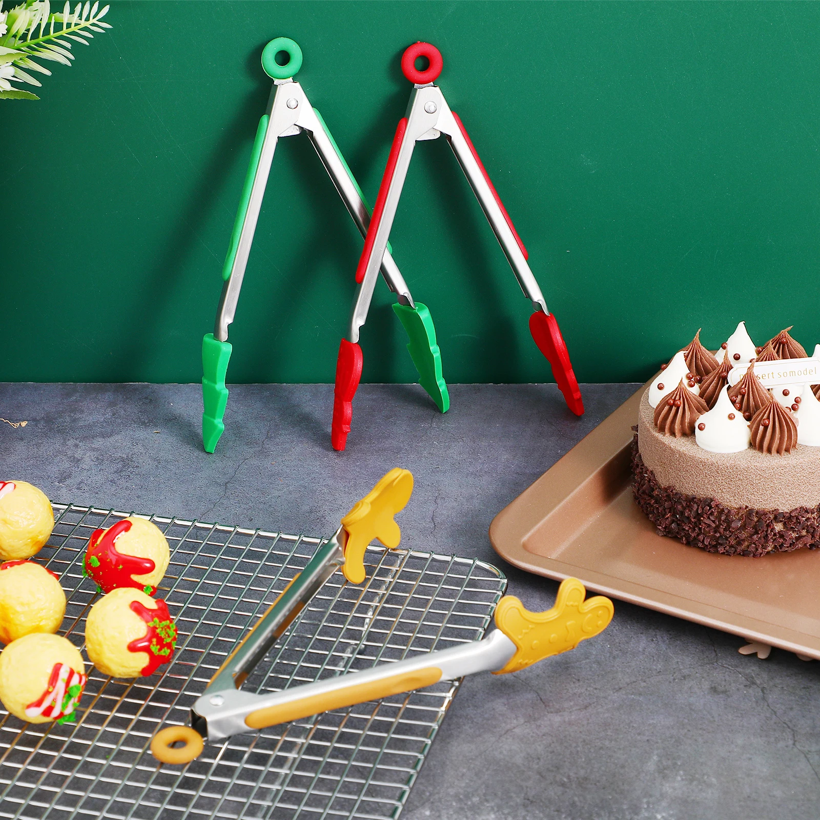 3 قطعة ملقط طعام متعدد الوظائف الفولاذ المقاوم للصدأ مقاطع الطبخ لشواء شواء المطبخ في الهواء الطلق استخدام التخييم المحمولة عدم الانزلاق #4