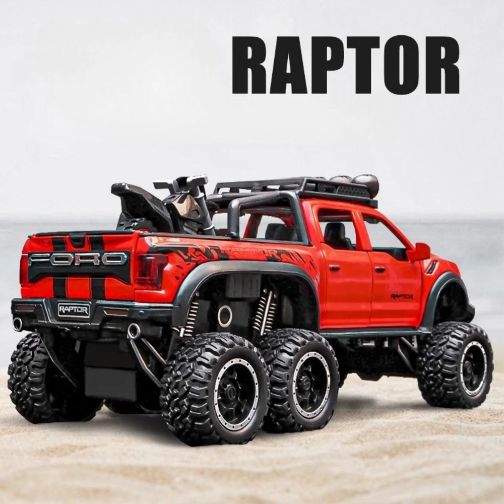 1:28 Raptor F150 X-Class Model Car Toy Alloy Diecasting Pull Back and Sound Light Cars Models Holiday Gift for Children
