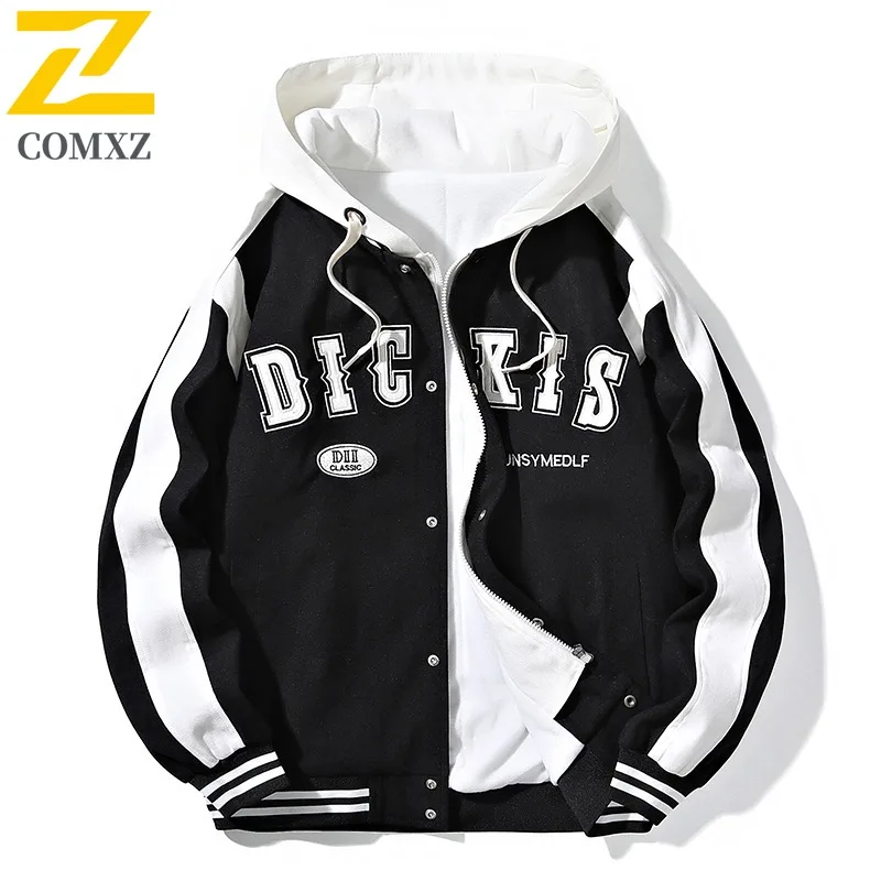 

COMXZ 2025 Men Hooded Fashion Trendy Jacket Student College Style Baseball Coat Youth Workwear Autumn New Arrival windbreaker