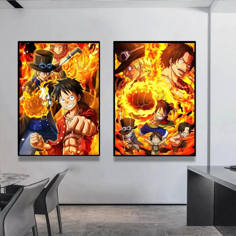 

Hot Anime Poster One Piece luffy ace sabo Wall Art Home Cuadros Best Gift Modular Painting Friends Gifts Prints And Prints