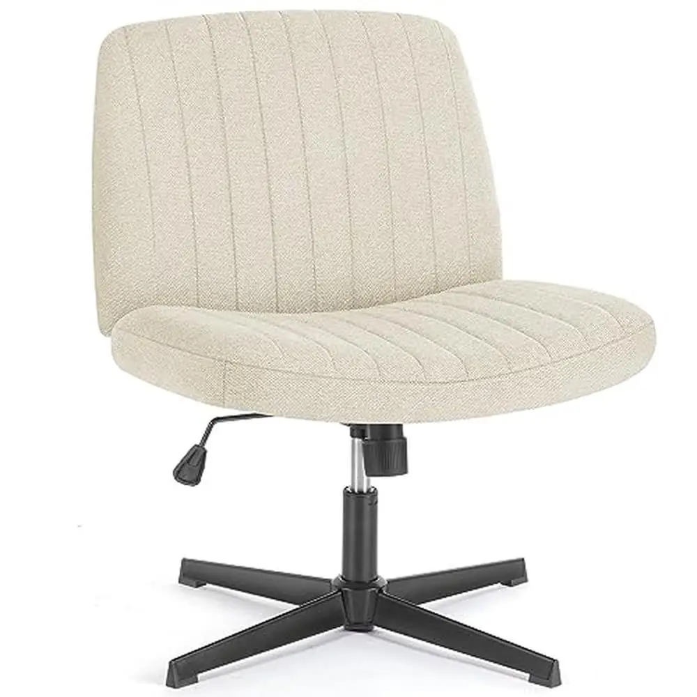 Height Adjustable Armless Fabric Vanity Chair No Wheels Swivel U-Shaped Backrest Criss Cross Leg Modern Chair Living Room