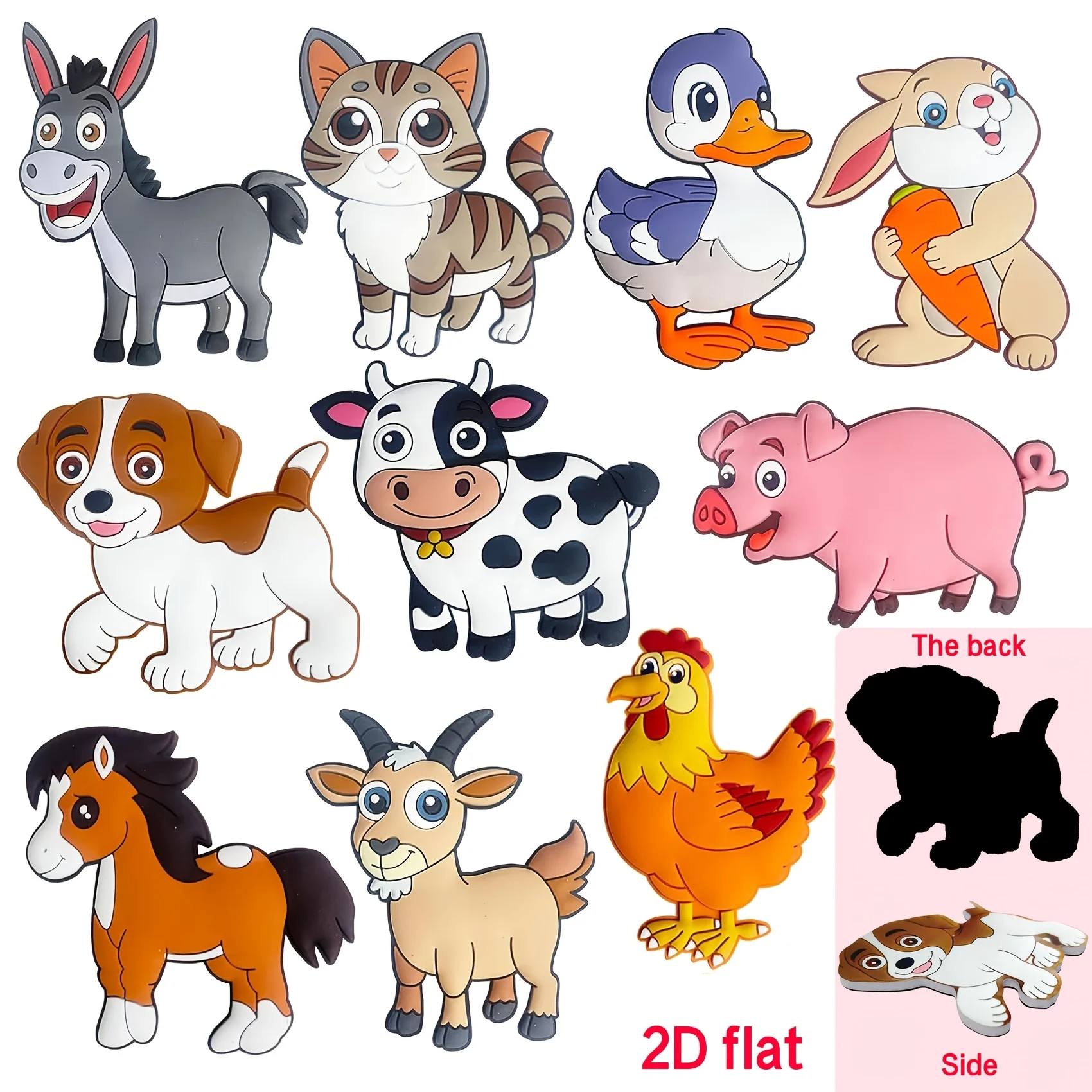 10PcsCartoon Farm Animal Magnets for Dishwasher, Fridge Whiteboard, Car & Metal Surfaces, Ideal Home School, Party Decor & Gifts