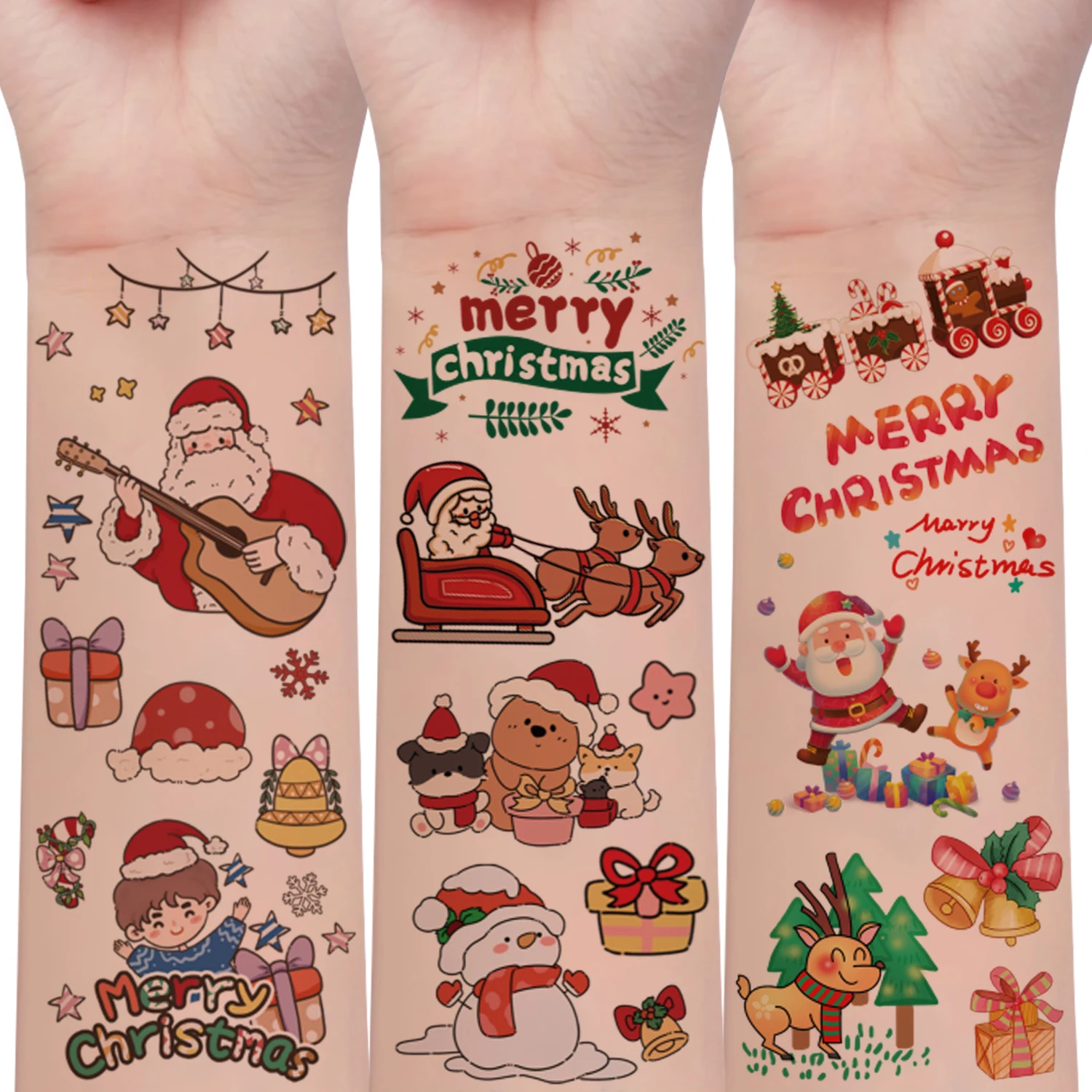 30 ورقة من ملصقات الوشم المؤقت مع أكثر من 300 عن عناصر عيد الميلاد الكرتونية، بما في ذلك سانتا كلوز وأشجار عيد الميلاد ورجل الثلج والهدايا وعناصر زينة عيد الميلاد. مناسبة كهدايا عيد الميلاد #2