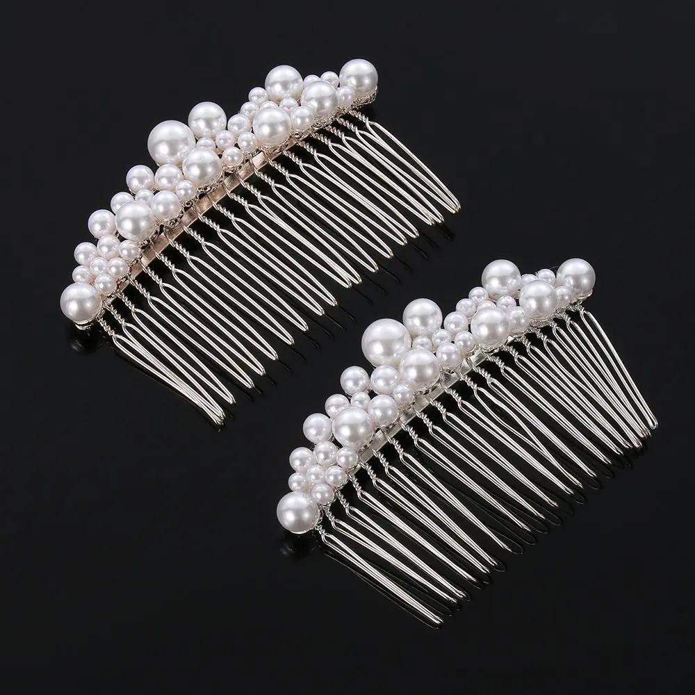 Women Pearl Hair Combs Wedding Hair Accessories Hair Pin Rhinestone Tiara Bridal Clips Bride Hair Jewelry