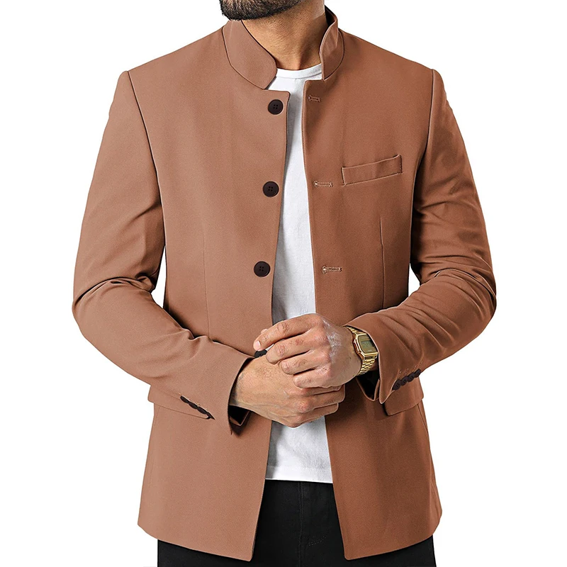 

High-quality, fashionable and stylish men's casual stand-up collar suits, trendy young people's stylish and slimming Zhongshan s