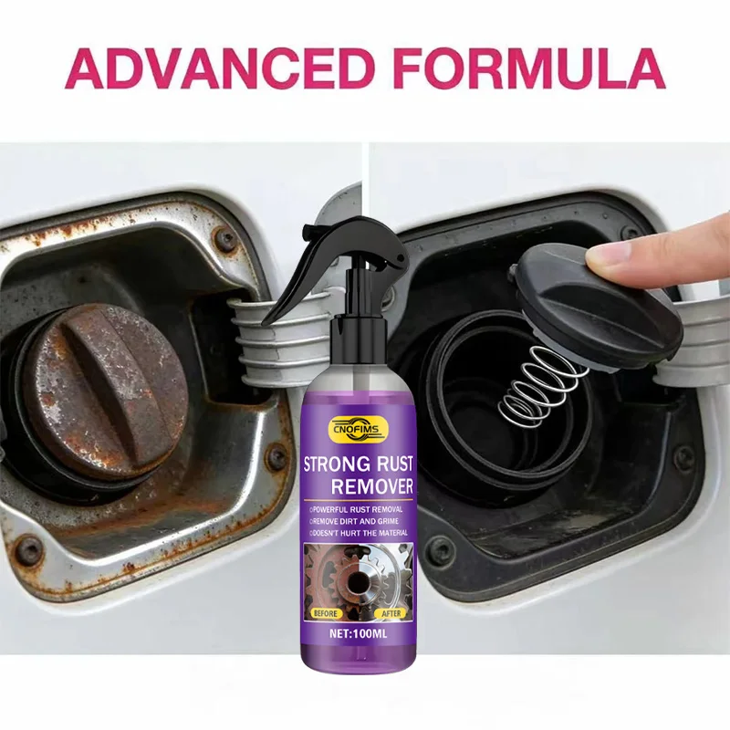 Car Rust Removal Spray Efficient One-Spray Rust Remover to Eliminate Wheel Hub Rust, Dissolve Door Hinge Rust Spots, Clear Oxida