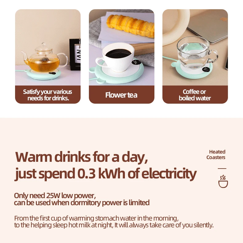 ที่อุ่นแก้วกาแฟหน้าจอสัมผัส LED, 2024อุ่นกาแฟที่อุ่นบนถาดรองแก้วให้ความร้อนเครื่องอุ่นเครื่องดื่มไฟฟ้าสำหรับดื่ม