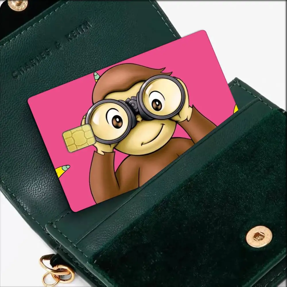 C-Curious George Monkey  Waterproof Film Skin Cover Credit Card Stickers Debit Front Bank Bus Pass