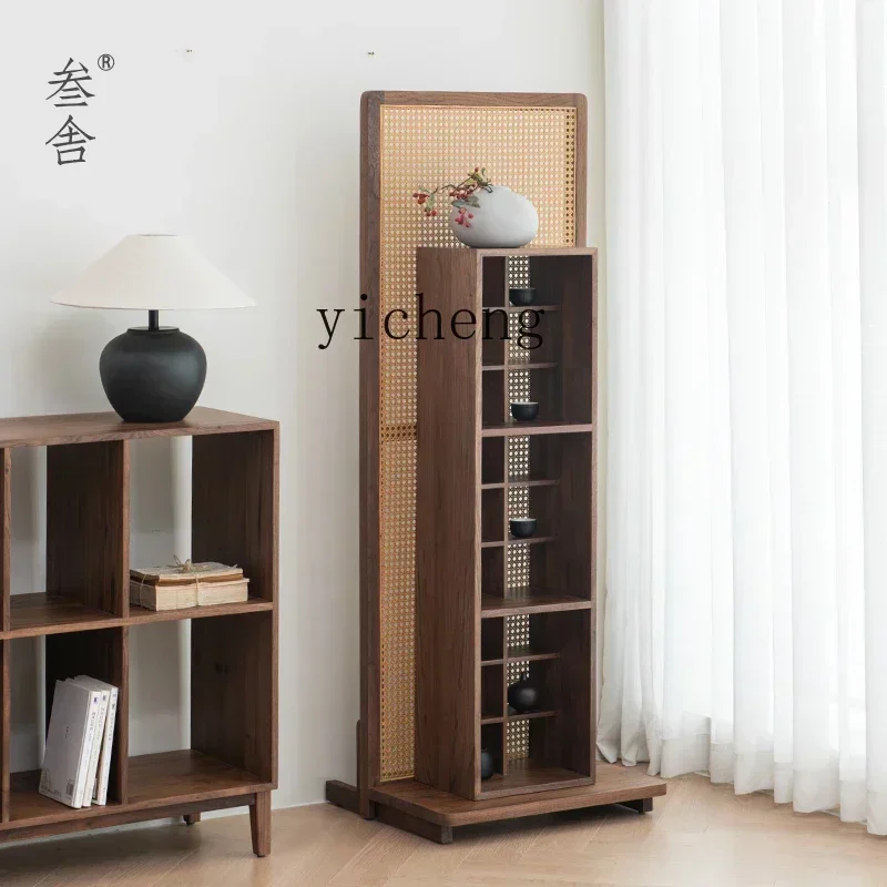 GZ-8 Black Walnut Solid Wood Tea Set Shelf Teapot Display Cabinet
