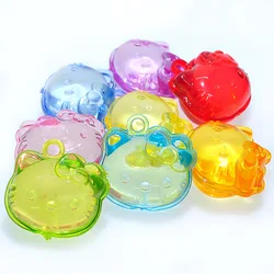 5PCS Mixed Color Transparent Acrylic  Cat head Charm Pendants 34x21mm  DIY Necklace