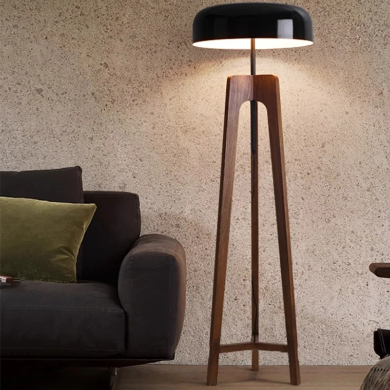 

Nordic simple light luxury living room sofa bedroom tripod wood floor lamp ins wind vertical walnut floor lamp