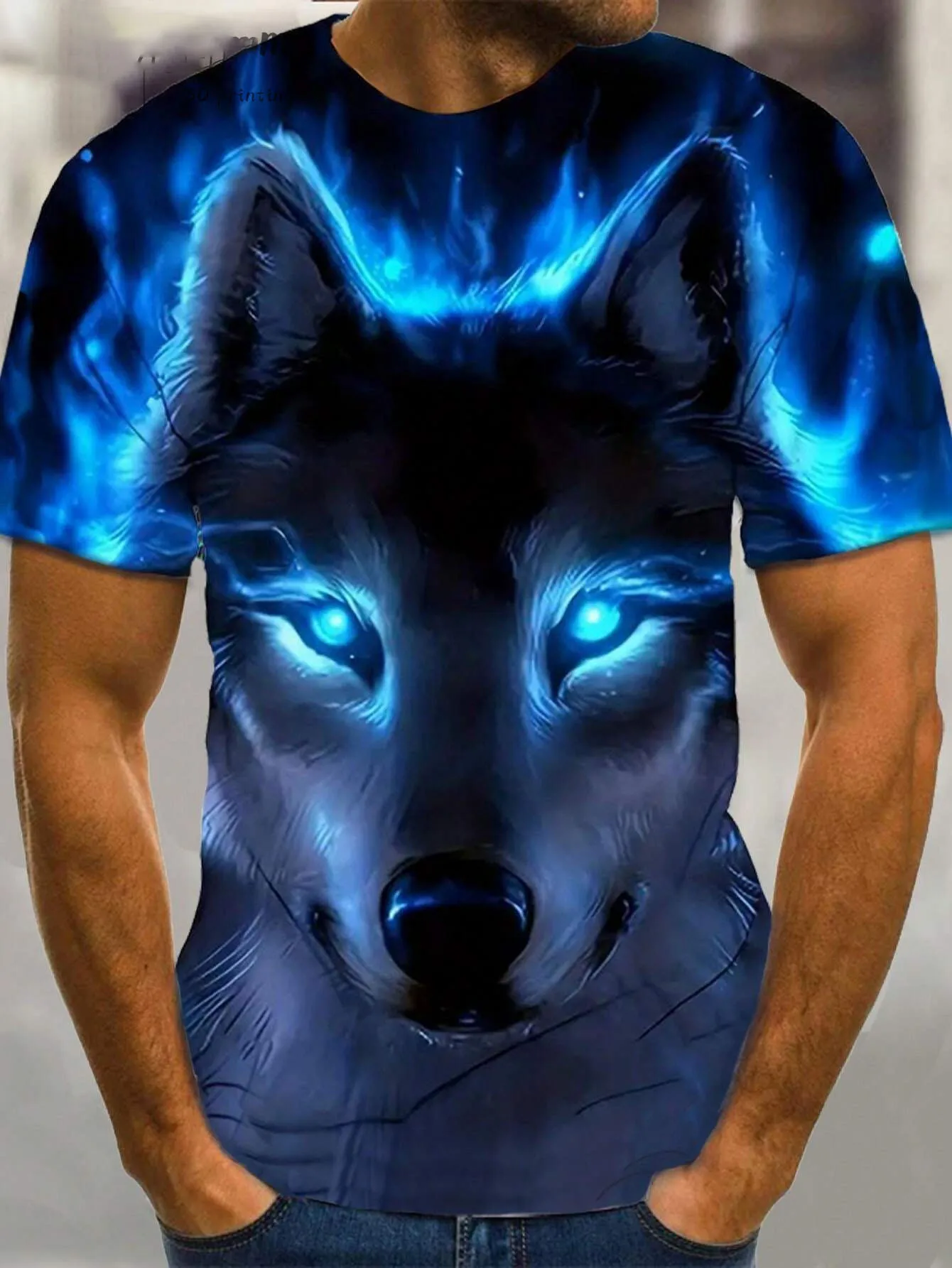 

Fierce Wolf Pattern 3d Printed Men's Style T-Shirt Boutique Summer Fashion Casual Round Neck Men Shirt Short Sleeve T Shirt