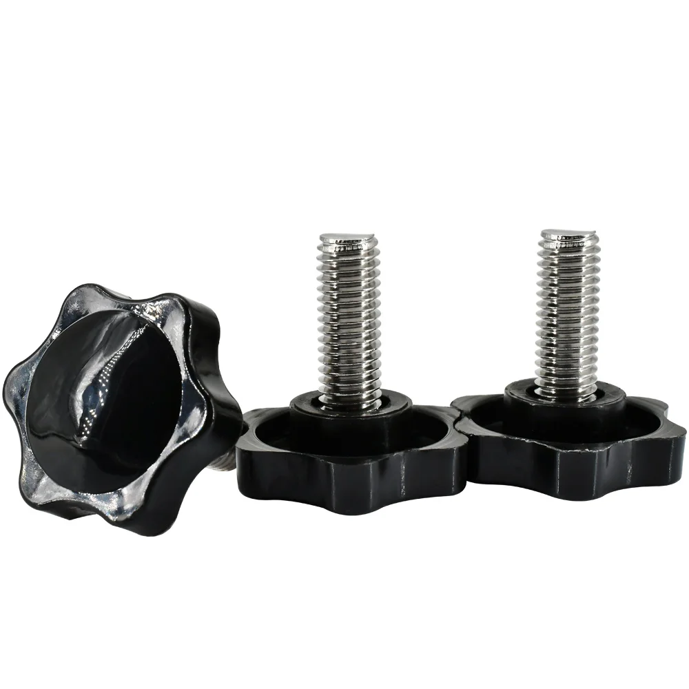 M4 M5 M6 M8 M10 M12 Black Plastic Star-Shaped Bakelite Thumb Screw Hand Knob Bolts Head Bolt Tightening Thumb Screw 1Pcs-10Pcs