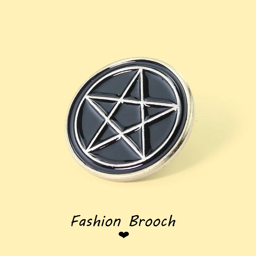 Pentagram Enamel Lapel Pin Black Magic Witchcraft Pins Gothic Punk Satan Lucifer Badges Brooch Bag Jewelry Party Decor Gifts