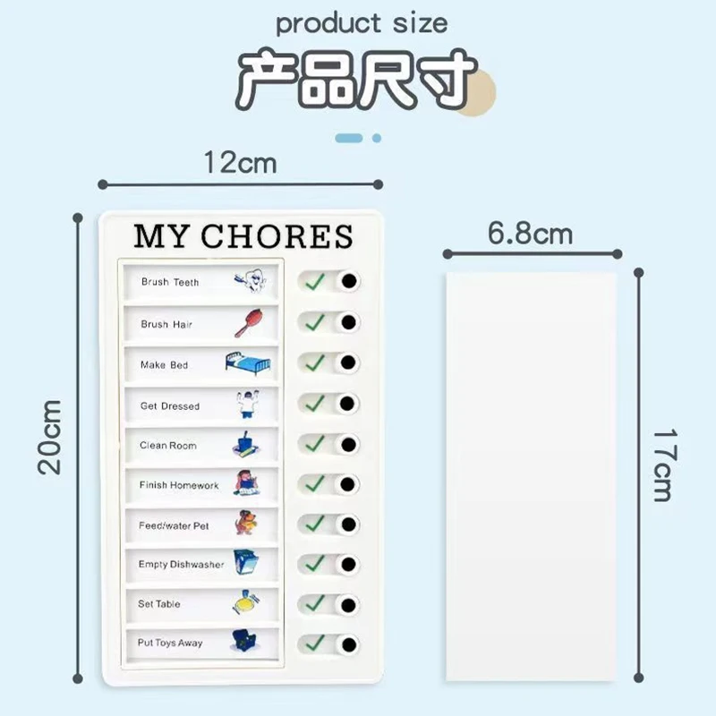 1PCS Reusable My Chores Checklist Daily Planner Memo DIY Plastic Board Chore Chart Responsibility Behavior for Kid Self-discipli