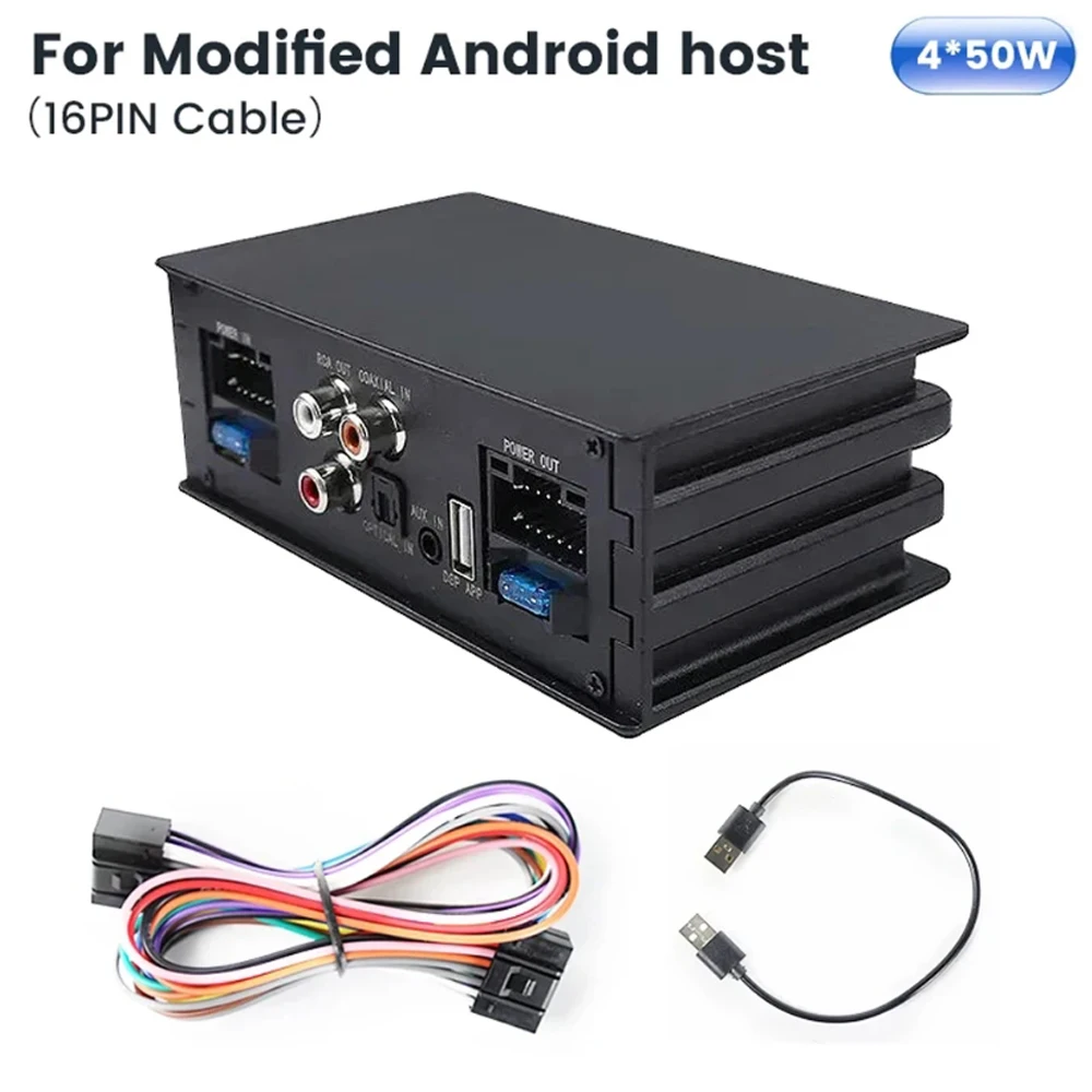 Car DSP Amplifier for Radio Stereo Subwoofer 4*50W TDA7851 with Fiber Optic Input Plug and Play Modifying Android Host Audio 12V