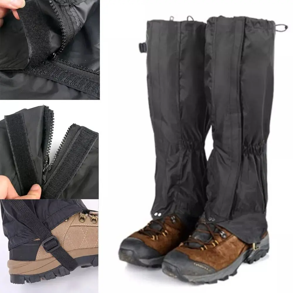 

New Waterproof Camping Hiking Leg Gaiters Breathable Black Walking Boot Gaters Zipper Outdoor Snow Boot Gaiters Fishing