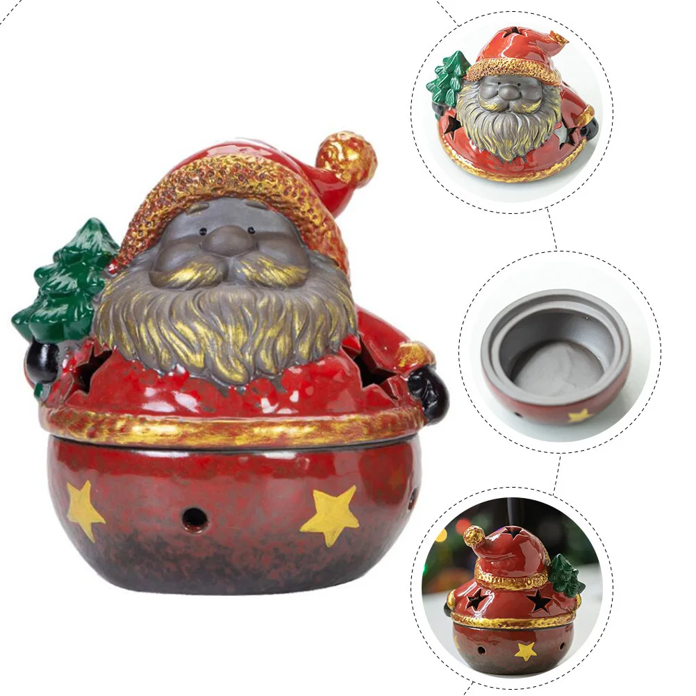

Santa Claus Censer Xmas Desktop Decorative Ceramics Aromatherapy Incense Burner Aroma Stove Holder for Home Meditation