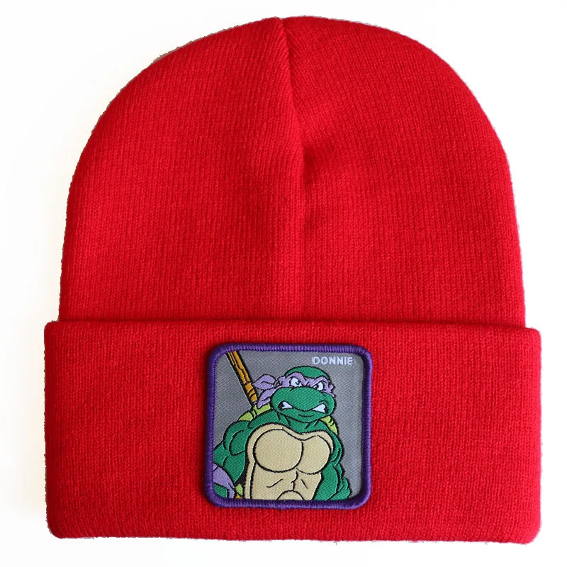 TMNT 닌자 터틀스 니트 모자 여성 남성 유니버설 Y2K 라이딩 야외 스포츠 패션 겨울 비니 모자 스트리트 펑크 보닛 캡