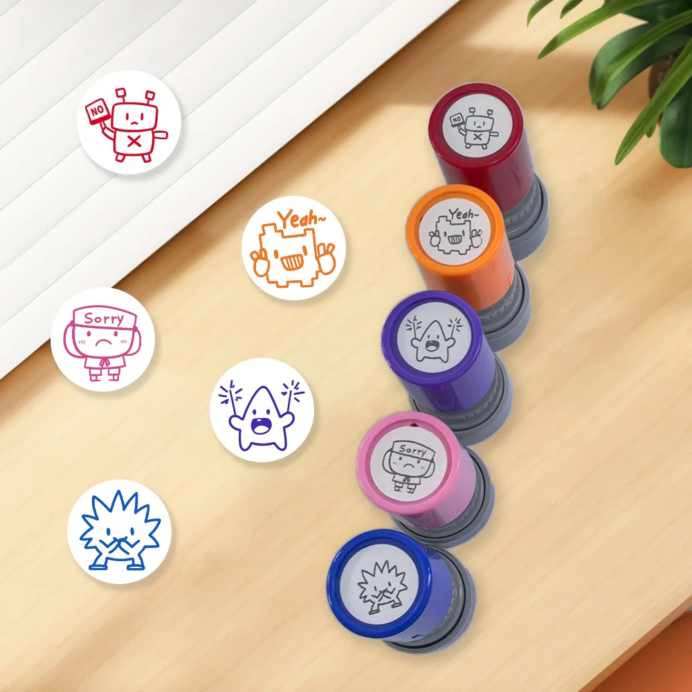 5 round color cartoon suit encourage judgment error sorry fun cartoon pattern seal clear imprint