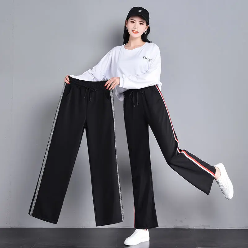 Women Pants Women\'s SpringSummer Straight High Waist Loose Leisure Sports Pants Pantalones De Mujer