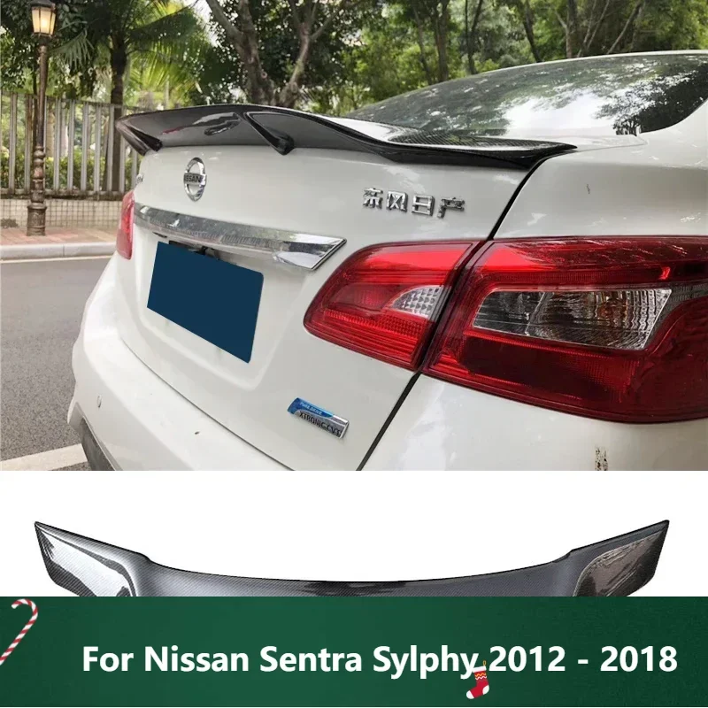 

New！ Car Trunk Spoiler Carbon Fiber FRP Auto Rear Trunk Wing R For Nissan Sentra Sylphy 2012 - 2018 Style Accessories Spoiler