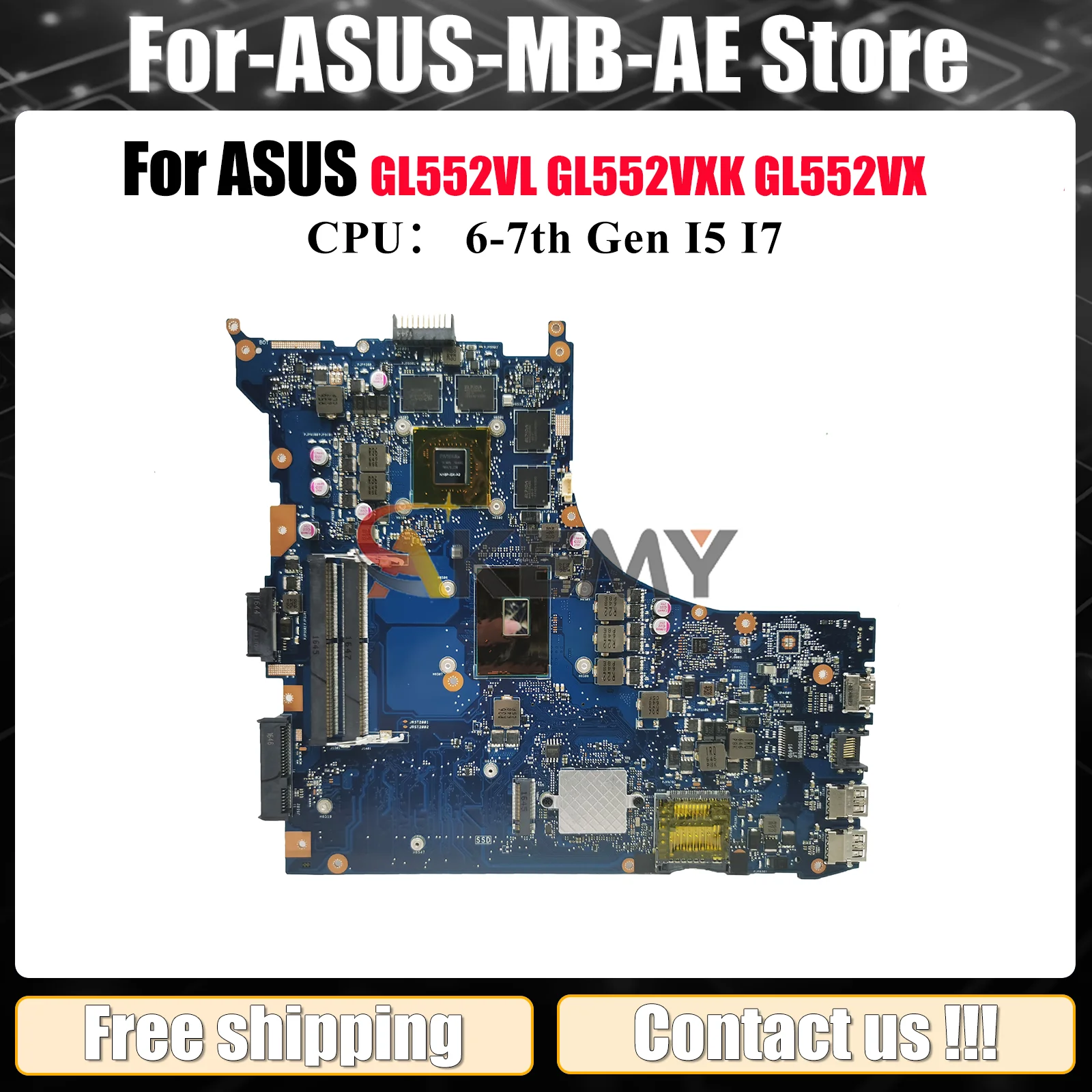 

GL552VW Материнская плата для ноутбука ASUS ROG FX-PRO ZX50V GL552VXK GL552VX GL552V Материнская плата для ноутбука с процессором I5 I7 100% тесты OK stk