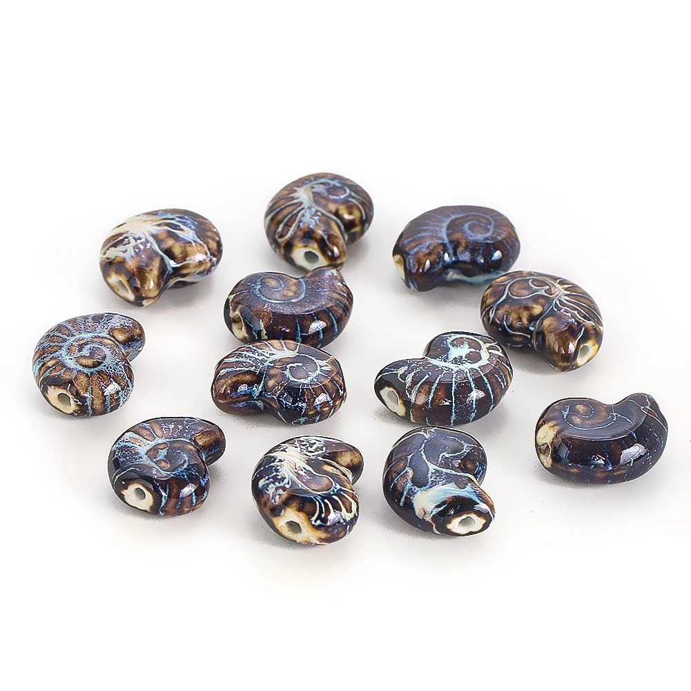 10pcs Ceramic Conch Beads Ocean Style Craft Supplies DIY Ceramic Shell Embellishments Scrapbooking Decoration Art Projects